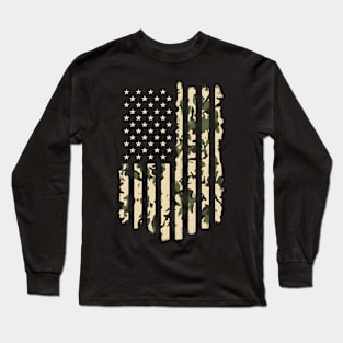 Camo American Flag Long Sleeve T-Shirt